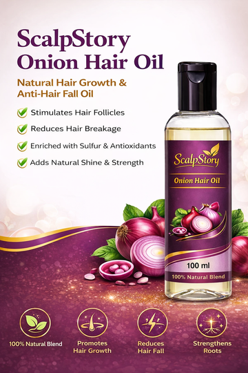 Onion Hair Oil – Natural Hair Growth & Anti-Hair Fall Oil with Sulfur & Antioxidants 100ml